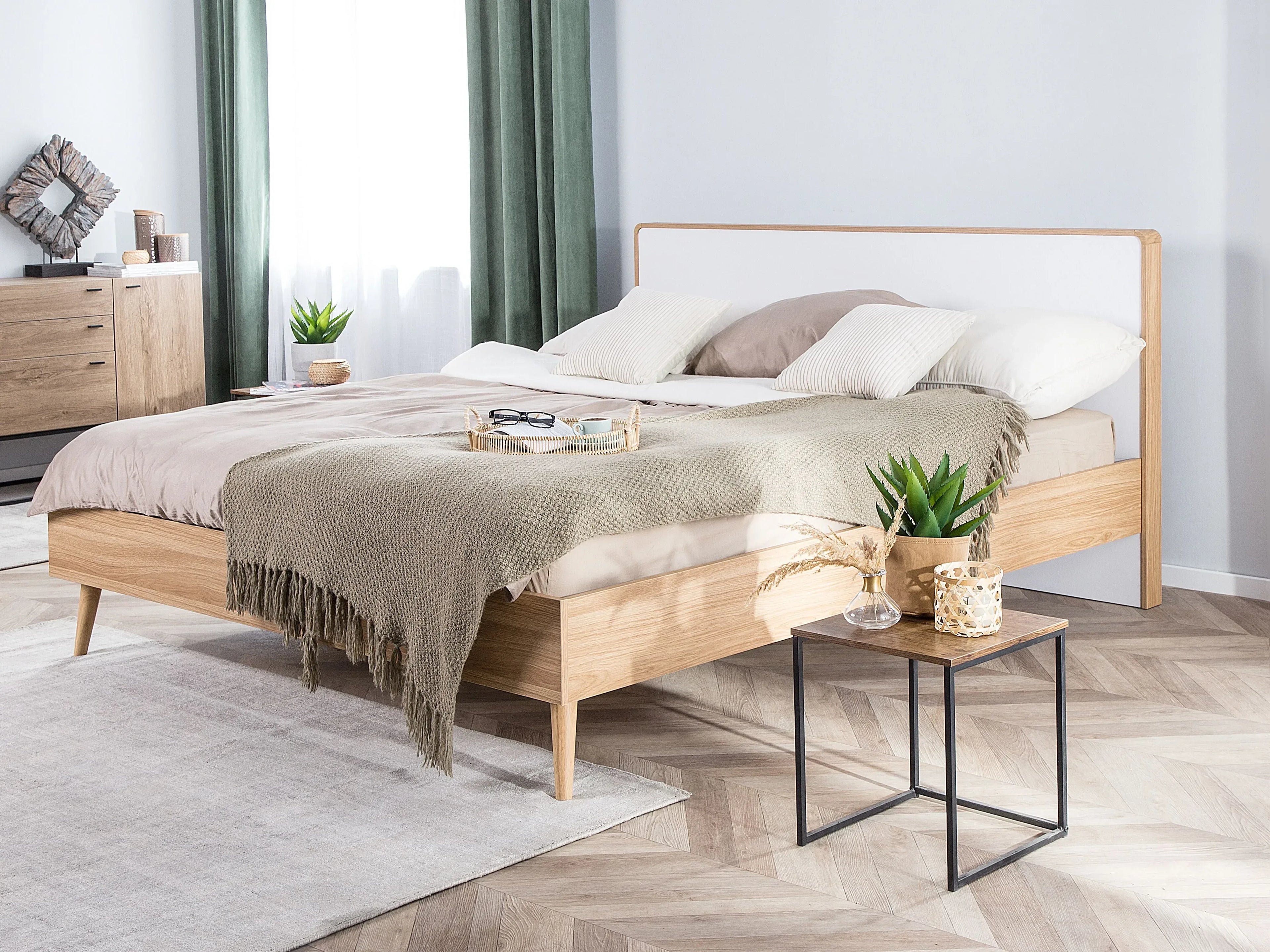 Letto con LED  180 x 200 cm Marrone chiaro