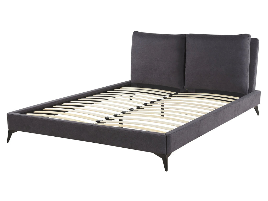 Lit Velours 160 x 200 cm Gris foncé