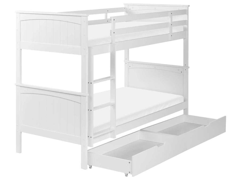 Letto a castello con cassetti Legno di pino  90 x 200 cm Bianco