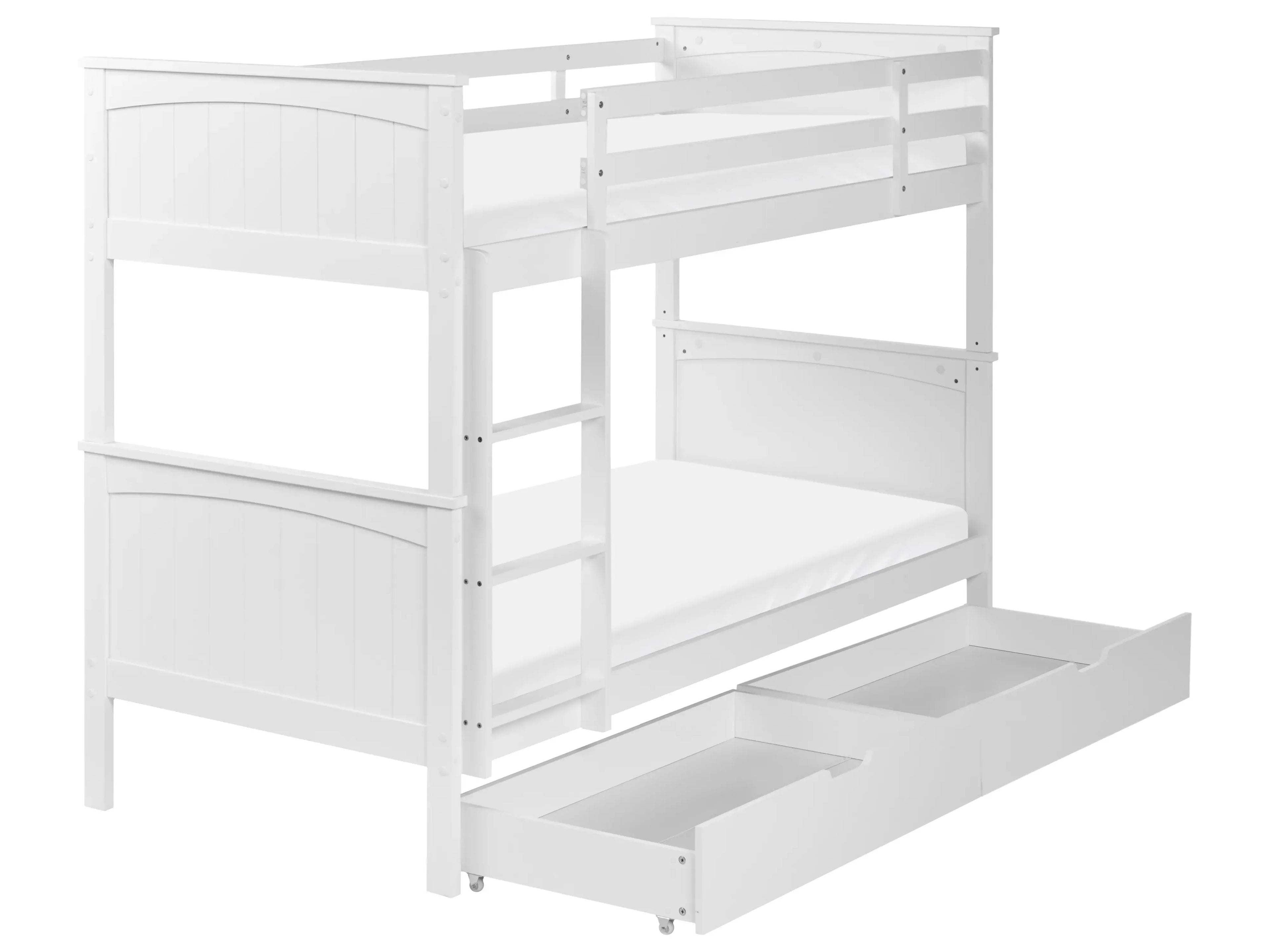 Letto a castello con cassetti Legno di pino  90 x 200 cm Bianco