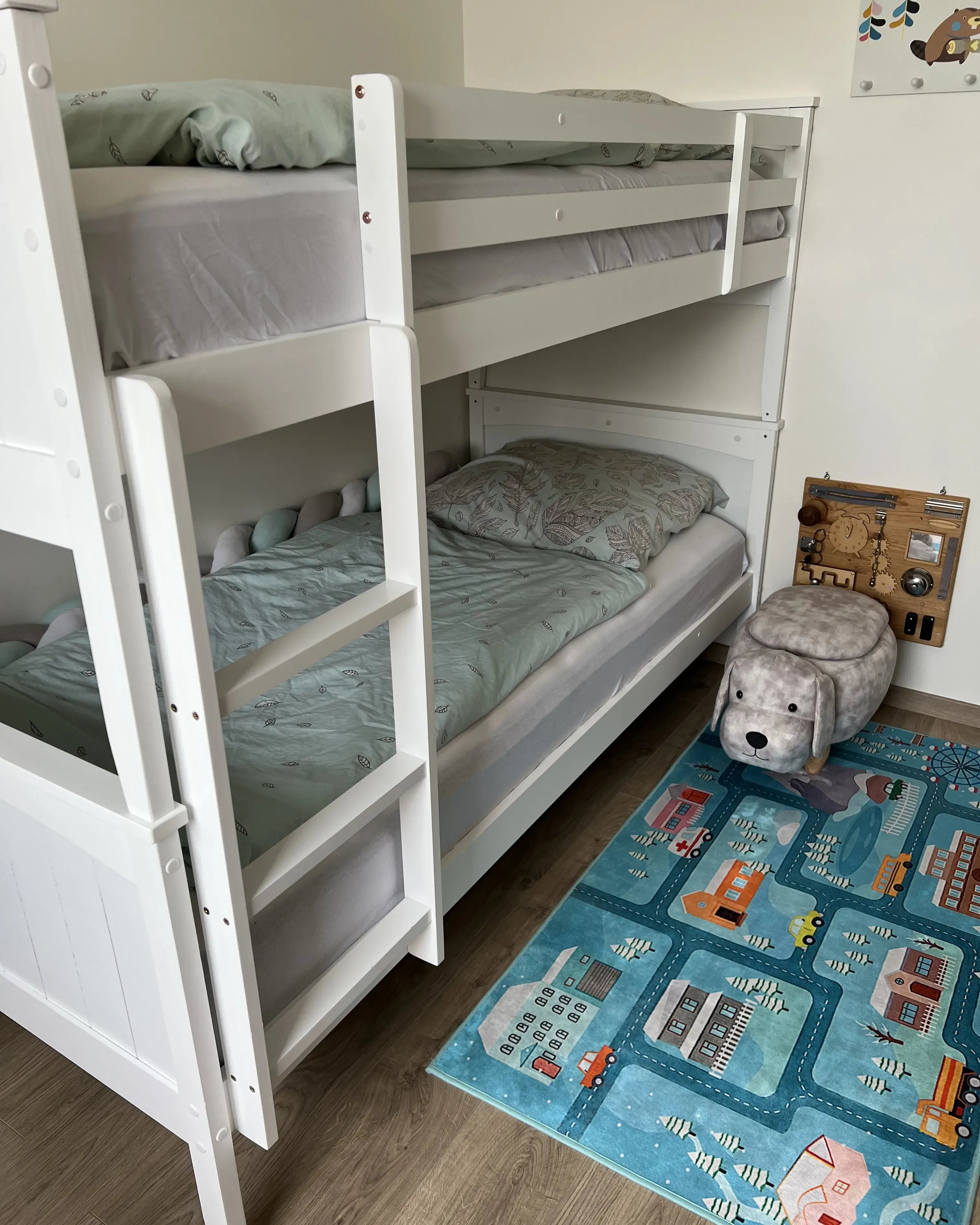 Letto a castello con cassetti Legno di pino 90 x 200 cm Bianco