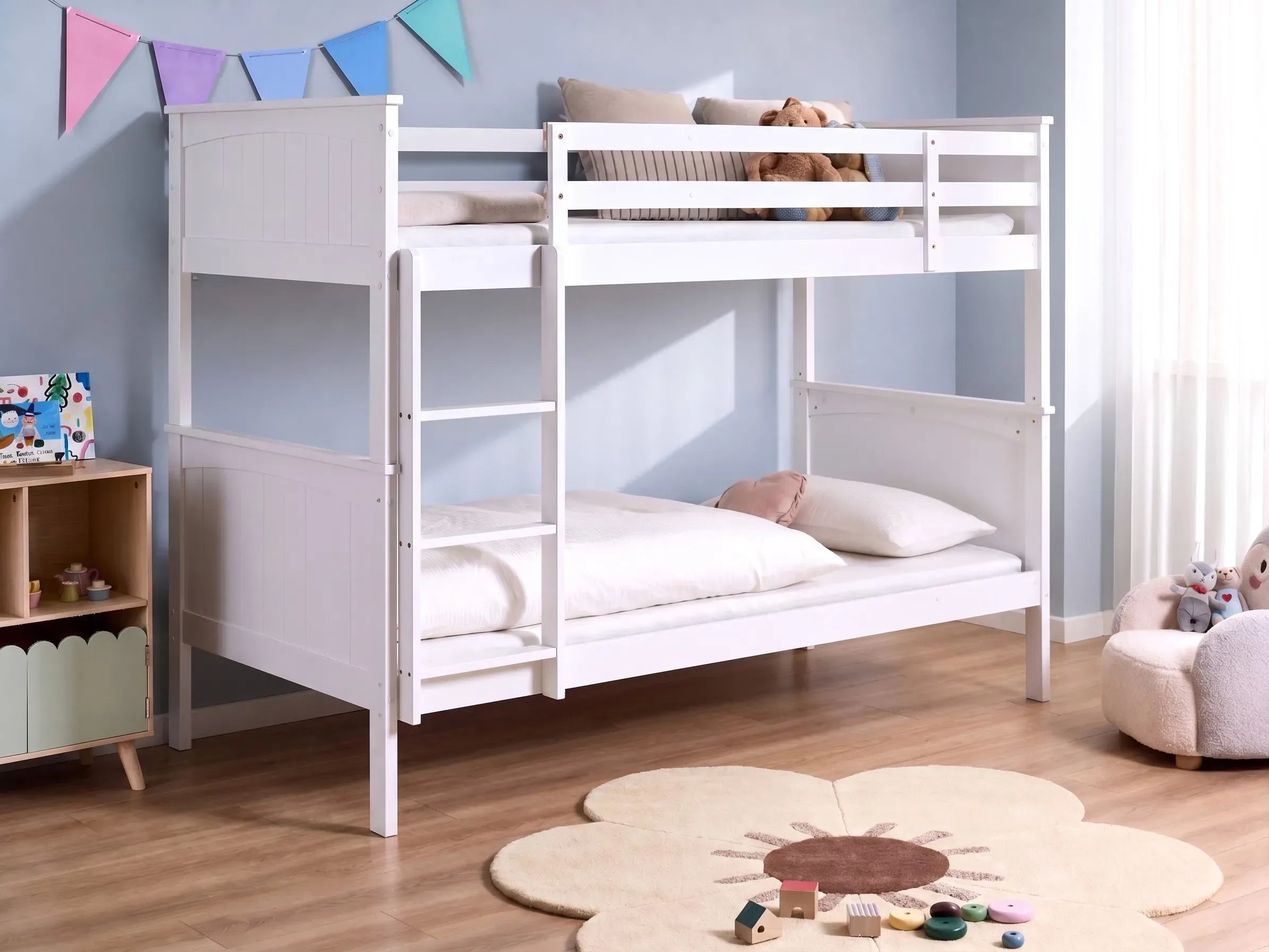 Letto a castello con cassetti Legno di pino 90 x 200 cm Bianco
