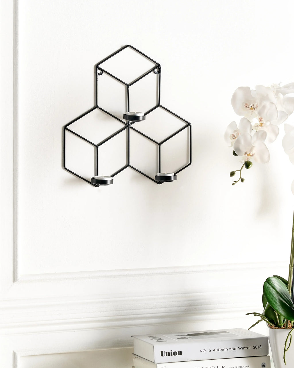 Porte-bougie mural Métal 31 cm Noir
