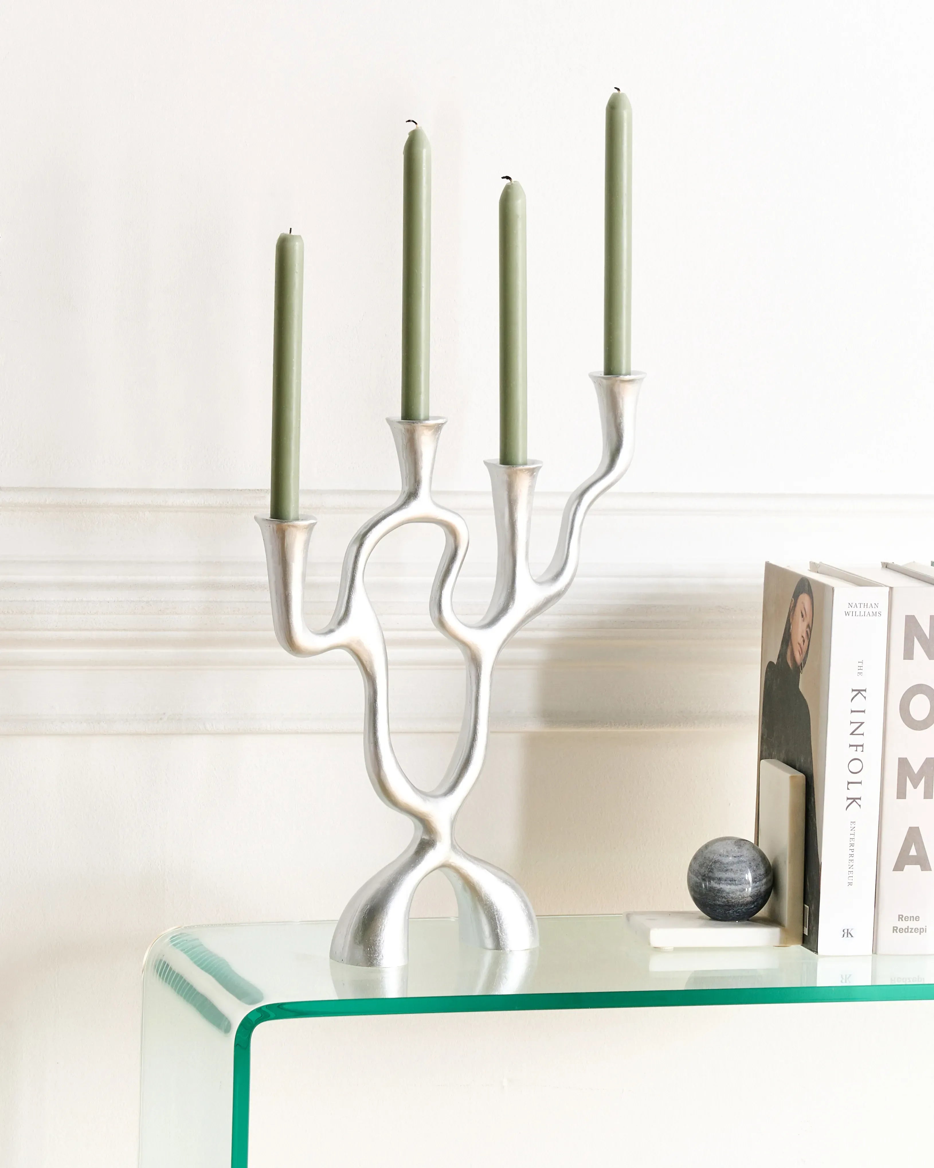 Portacandele Metallo 41 cm Argento