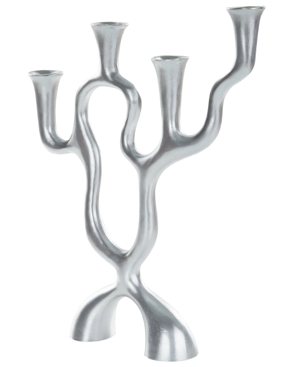 Bougeoir en métal 41 cm argenté