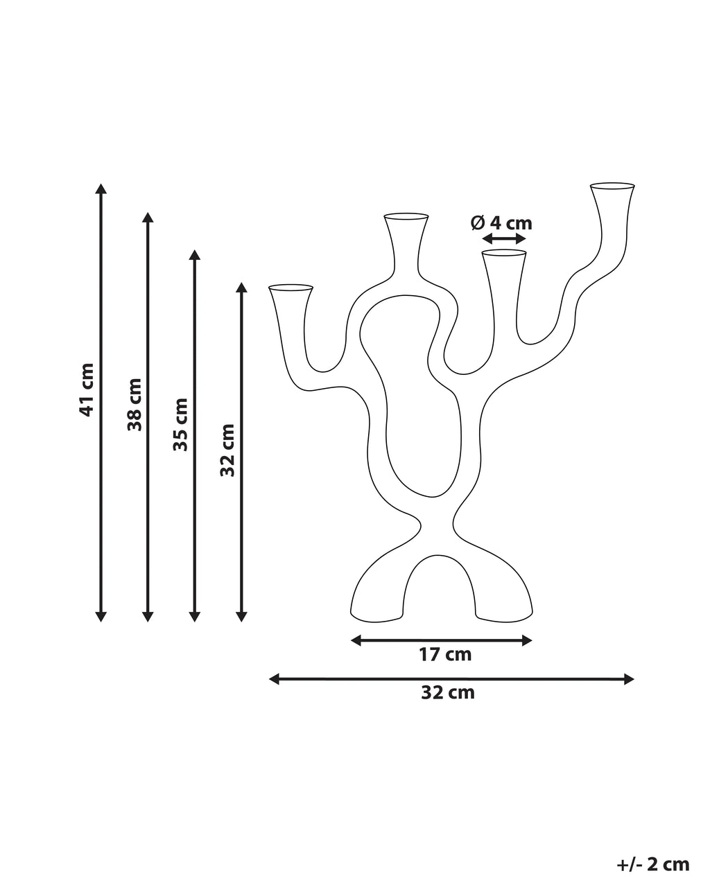 Bougeoir en métal 41 cm argenté