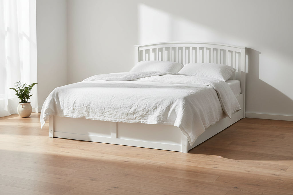Lit coffre Pin massif  140 x 200 cm Blanc