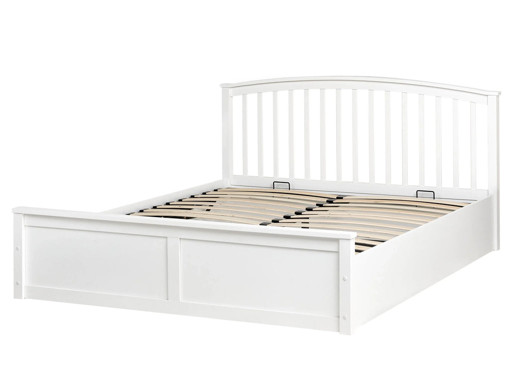 Lit coffre en bois de pin 160 x 200 cm Blanc