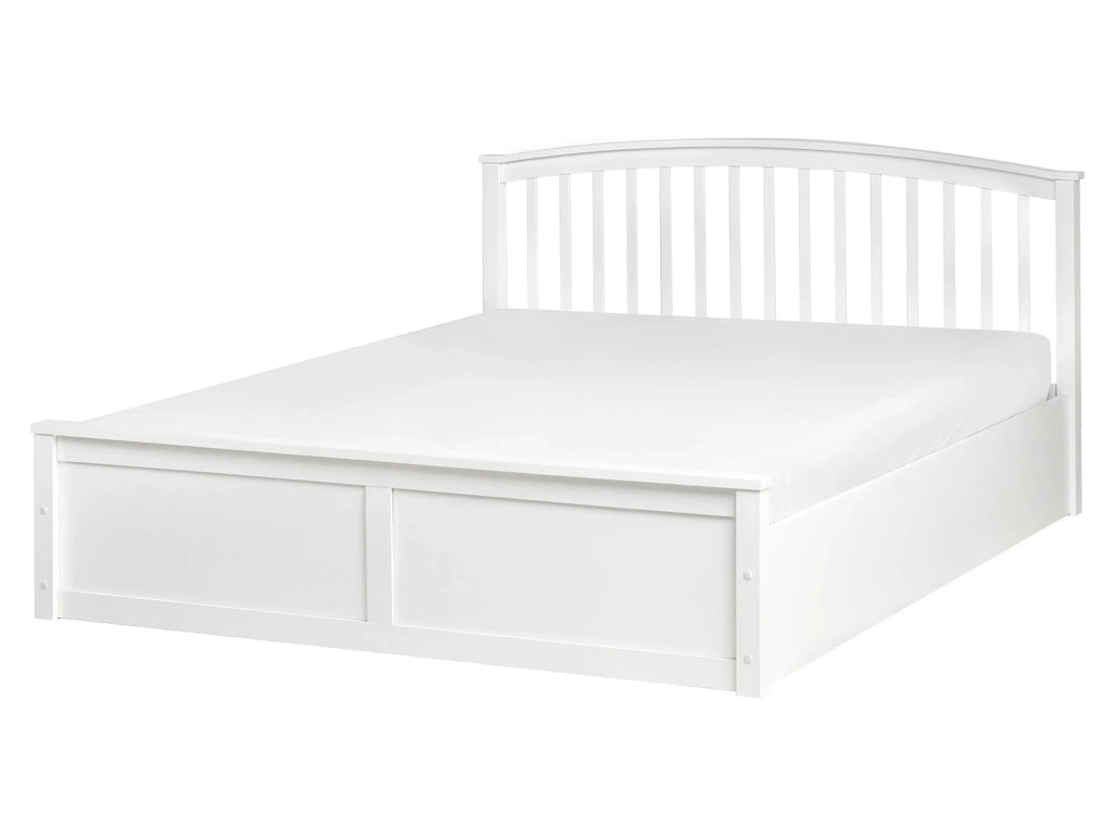 Lit coffre en bois de pin 160 x 200 cm Blanc