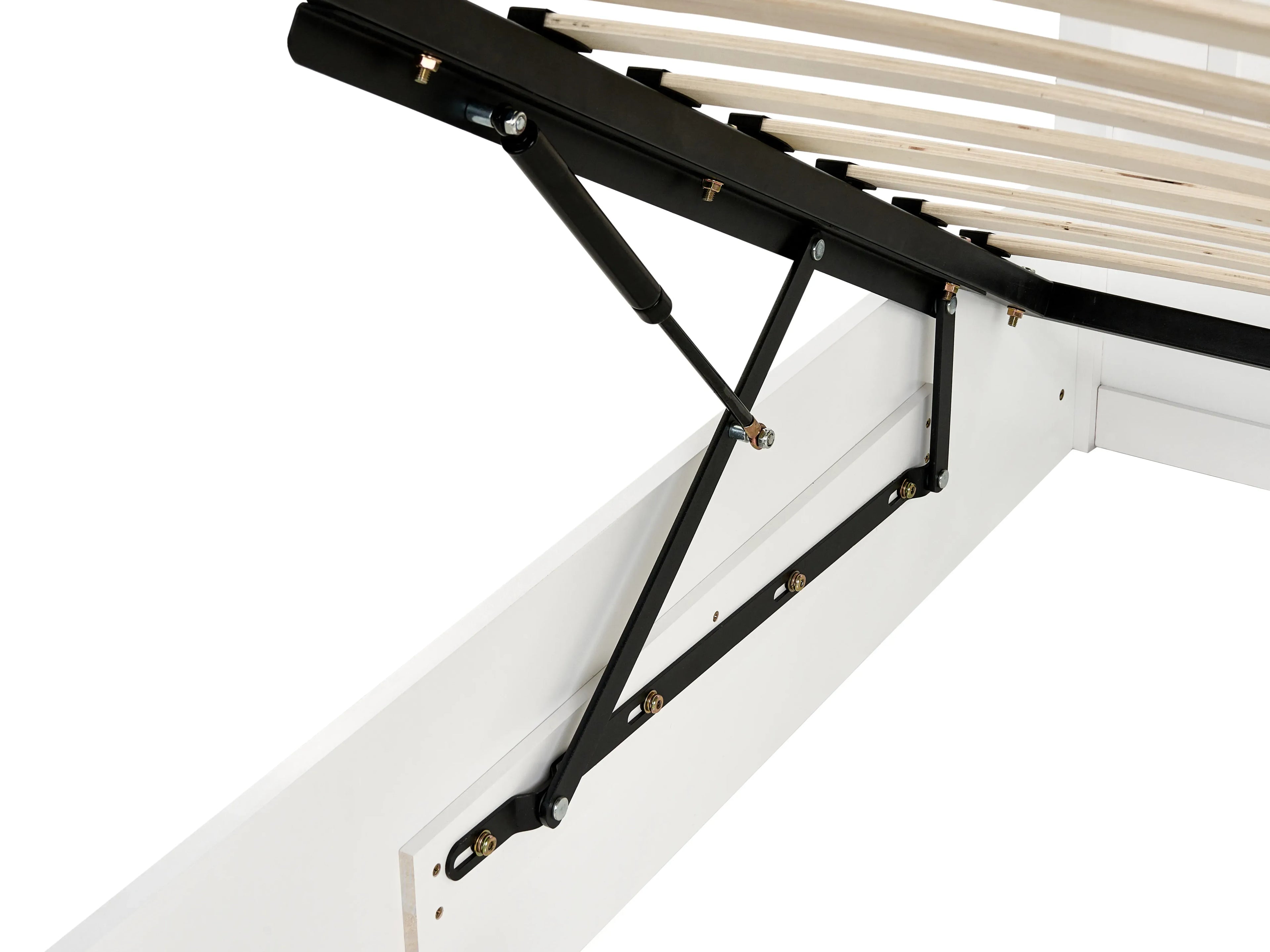 Lit coffre en bois de pin 160 x 200 cm Blanc