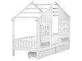 Letto per bambini con cassetti Casa Legno di pino TRAPPES 90 x 200 cm Bianco