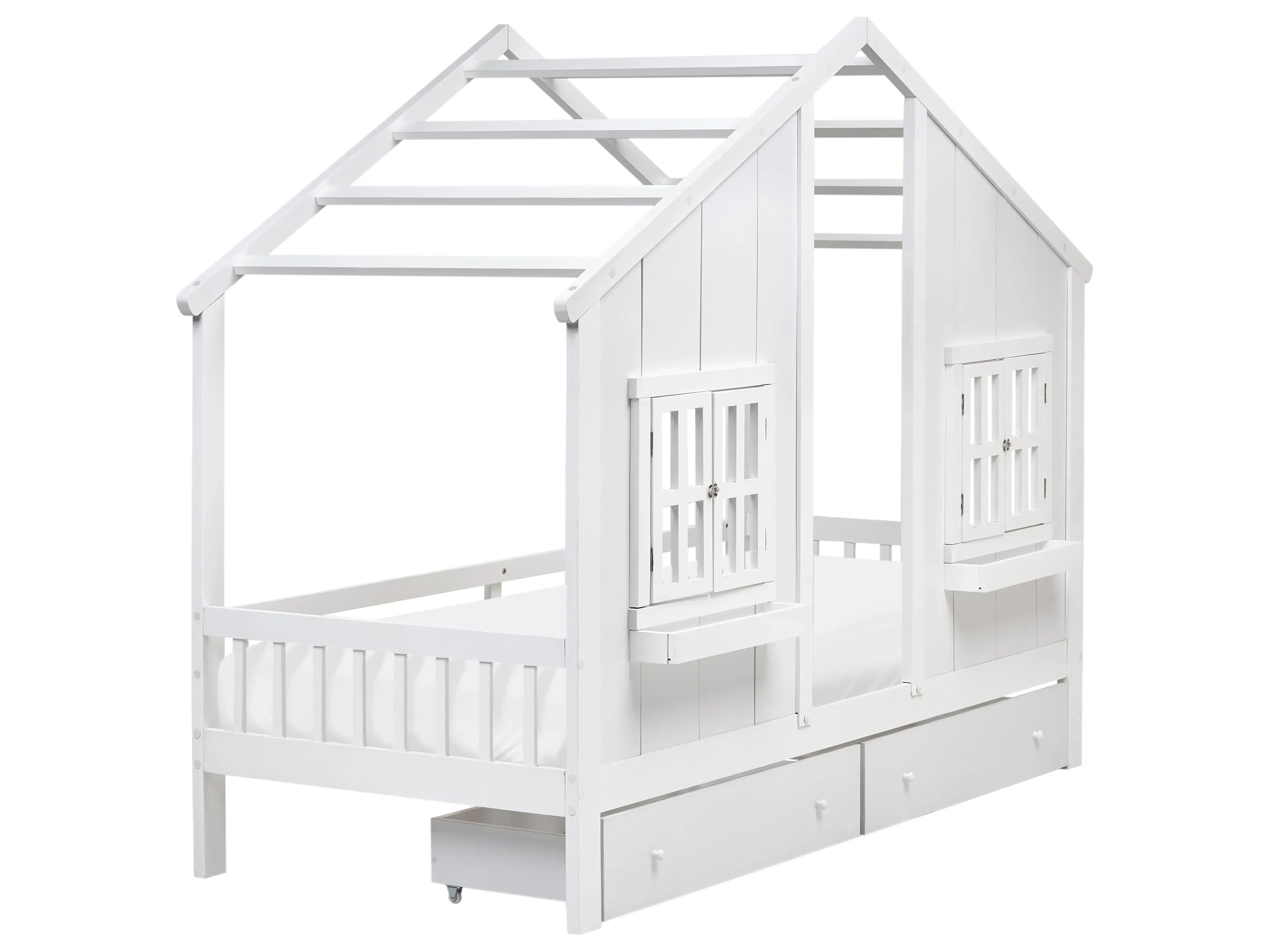 Letto per bambini con cassetti Casa Legno di pino TRAPPES 90 x 200 cm Bianco