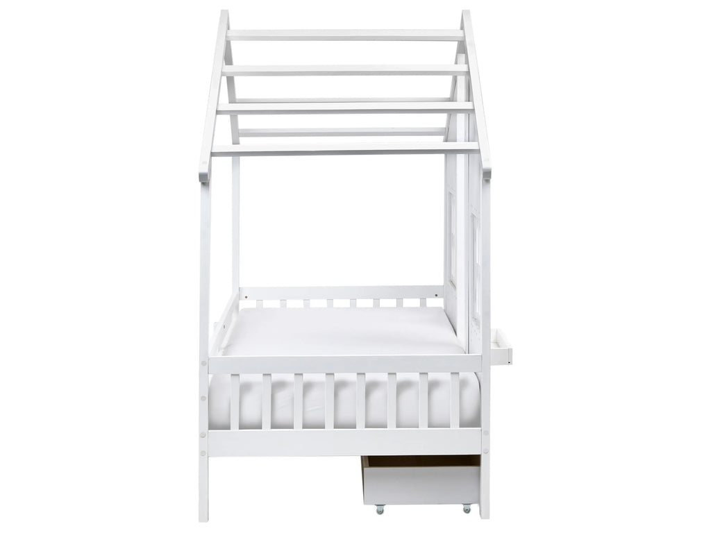 Lit enfant avec tiroirs Maison Bois de pin 90 x 200 cm Blanc