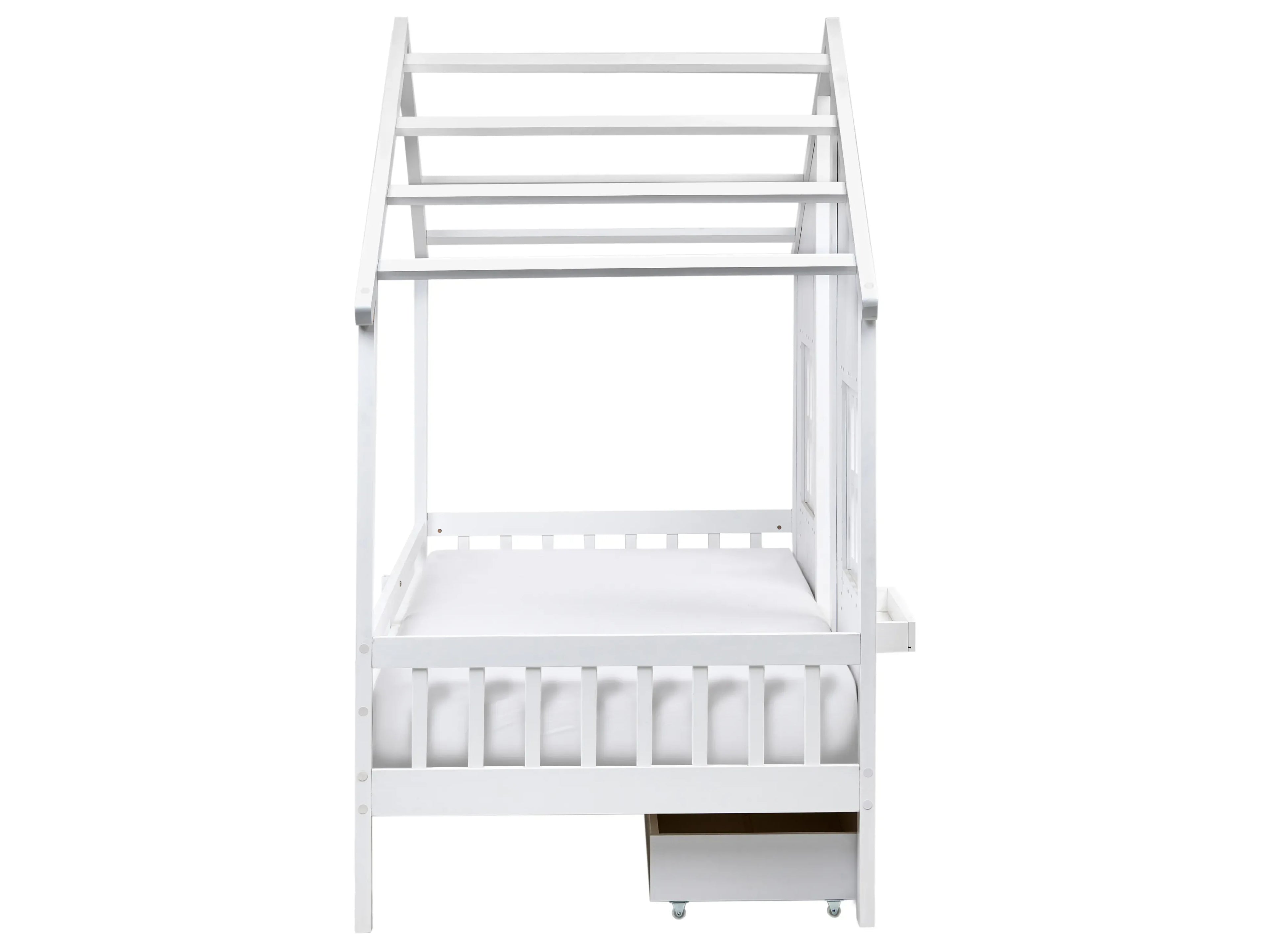 Lit enfant avec tiroirs Maison Bois de pin 90 x 200 cm Blanc