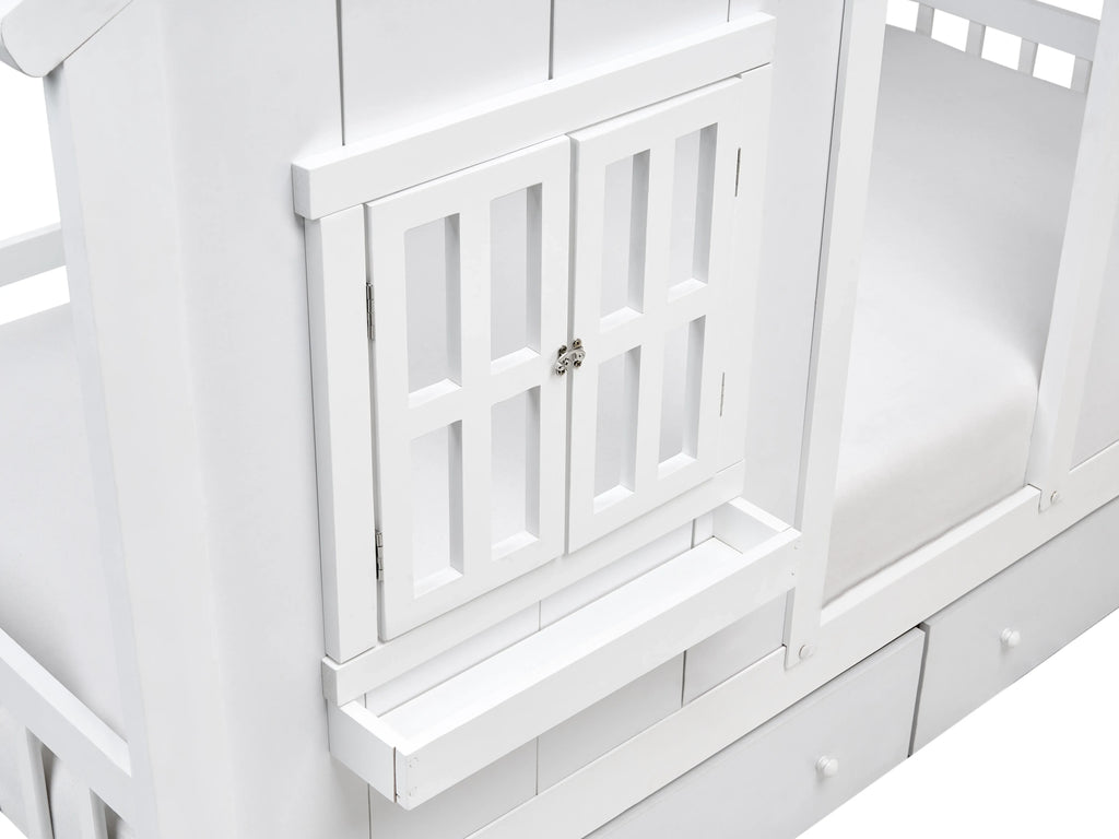 Lit enfant avec tiroirs Maison Bois de pin 90 x 200 cm Blanc