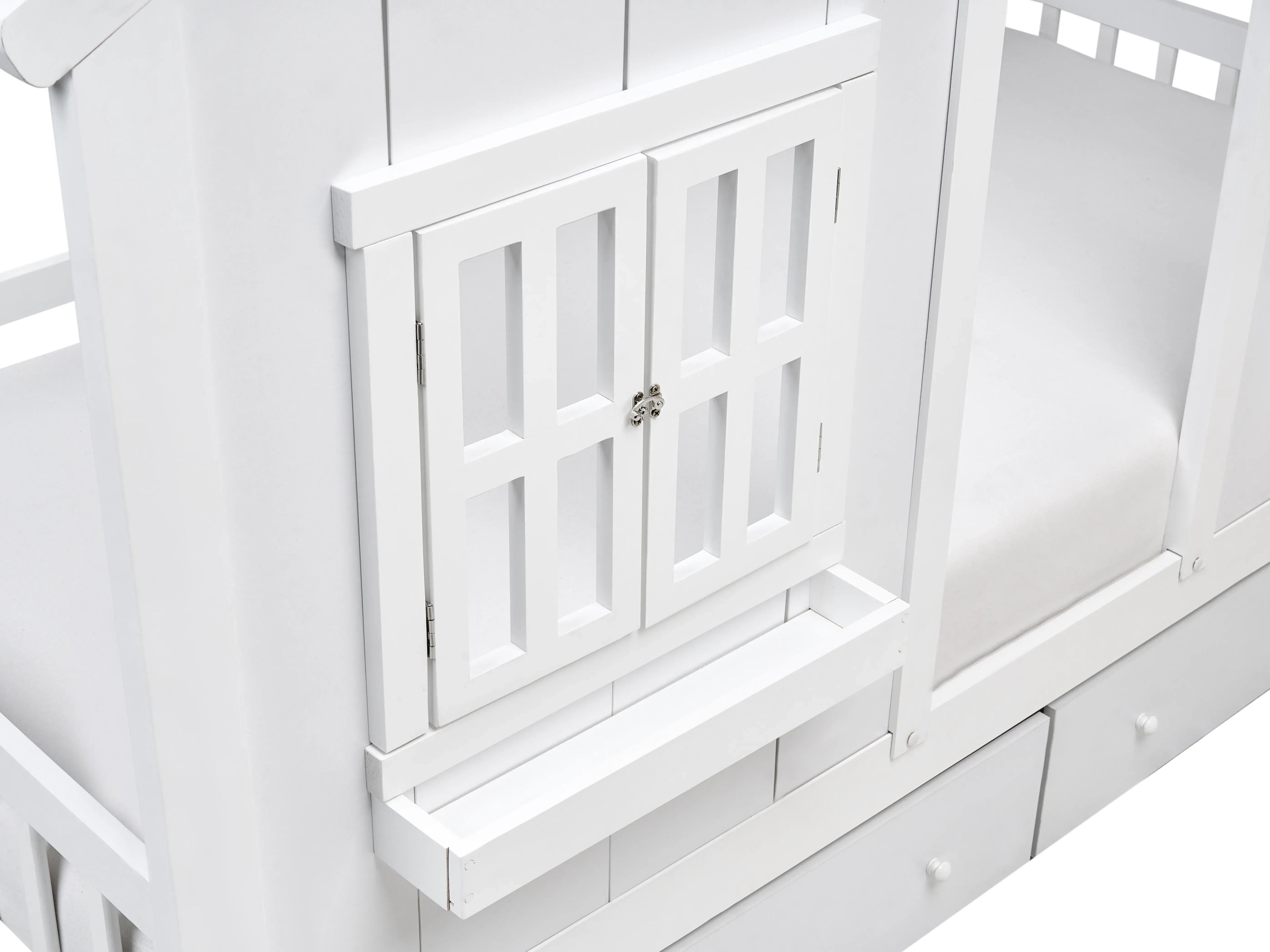 Lit enfant avec tiroirs Maison Bois de pin 90 x 200 cm Blanc