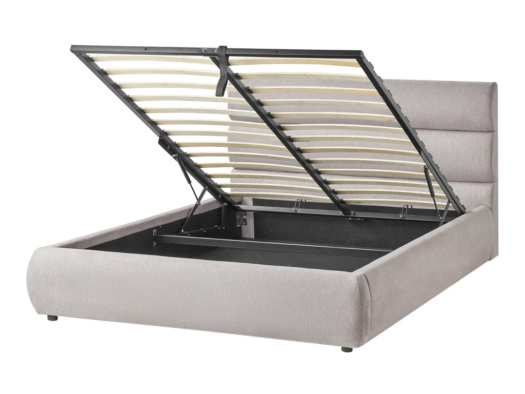 Letto contenitore Lino sintetico  140 x 200 cm Grigio