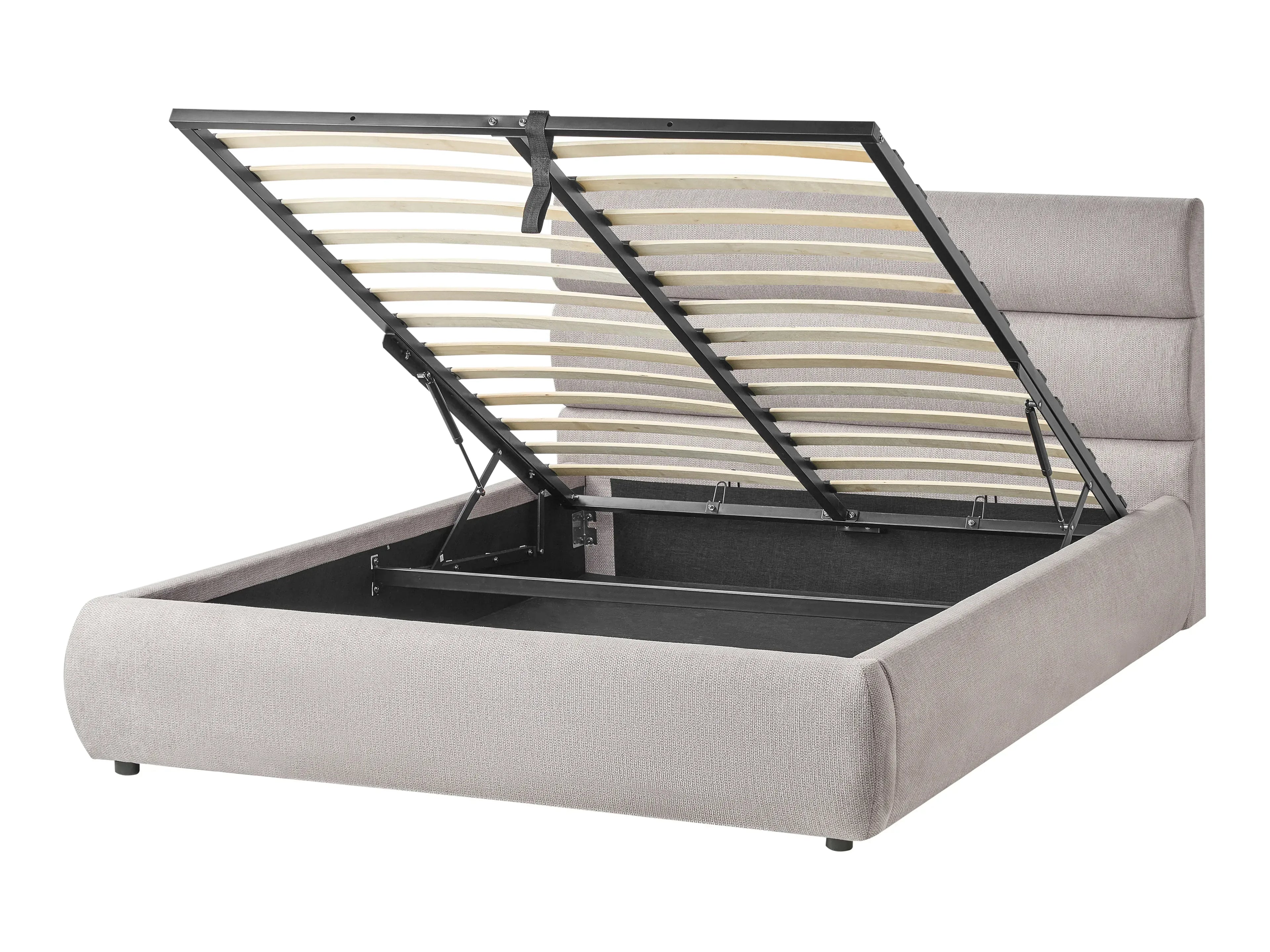 Letto contenitore Lino sintetico  140 x 200 cm Grigio