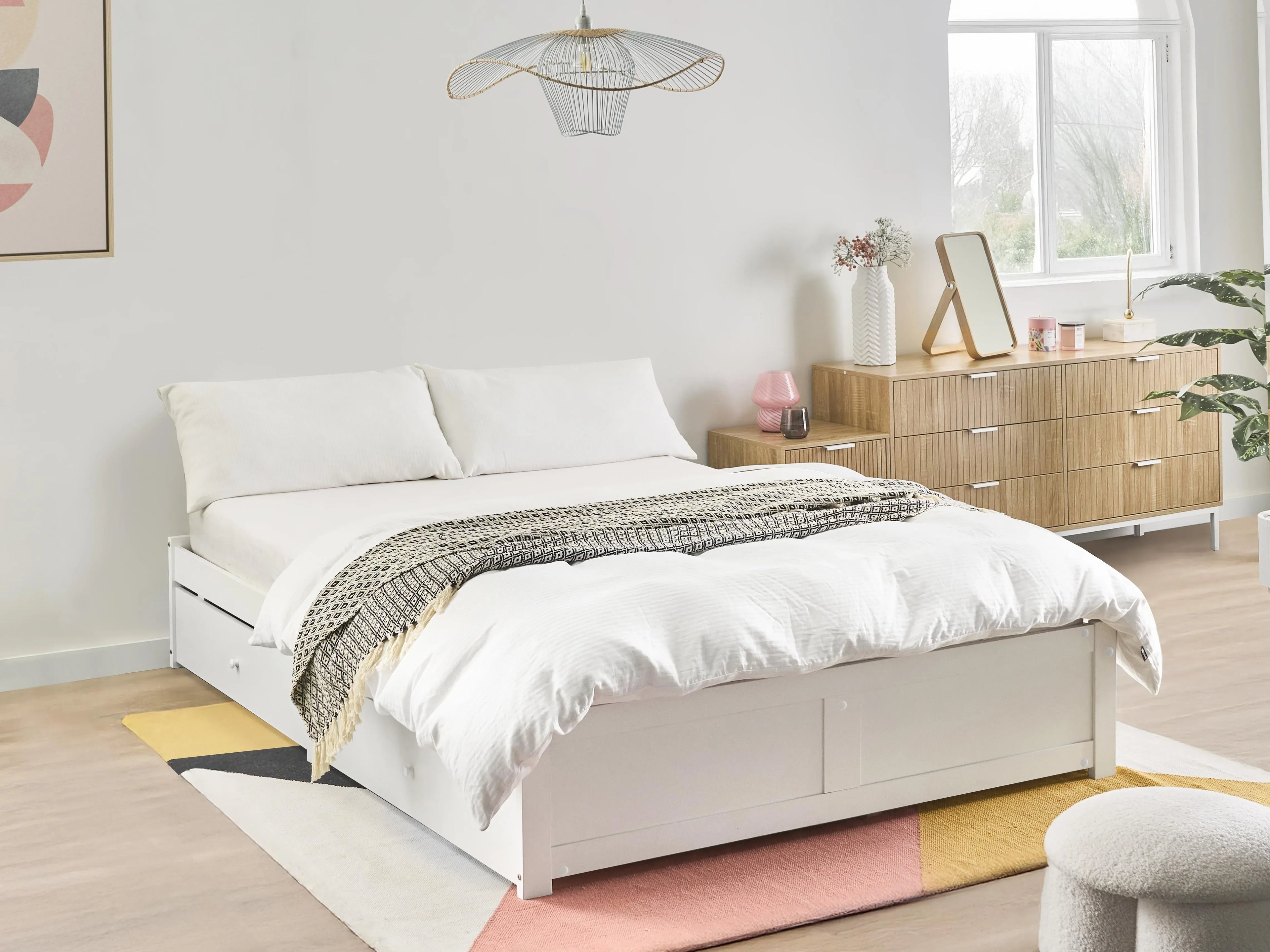 Letto con cassetti contenitore senza testata  160 x 200 cm Bianco