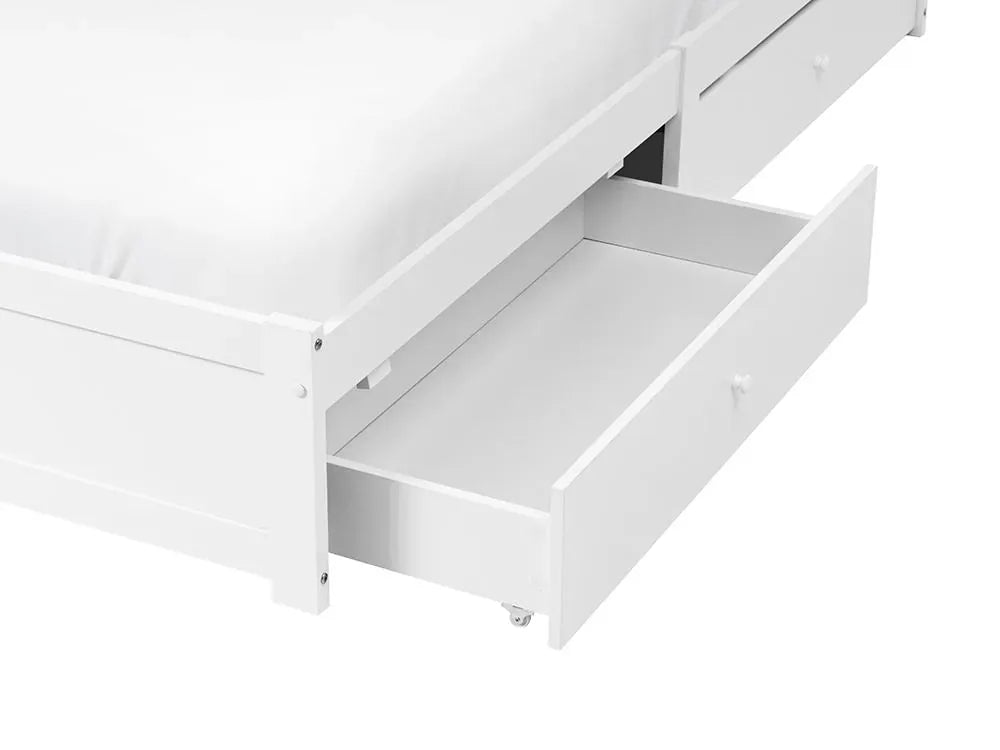 Lit avec tiroirs de rangement sans tête de lit 160 x 200 cm Blanc
