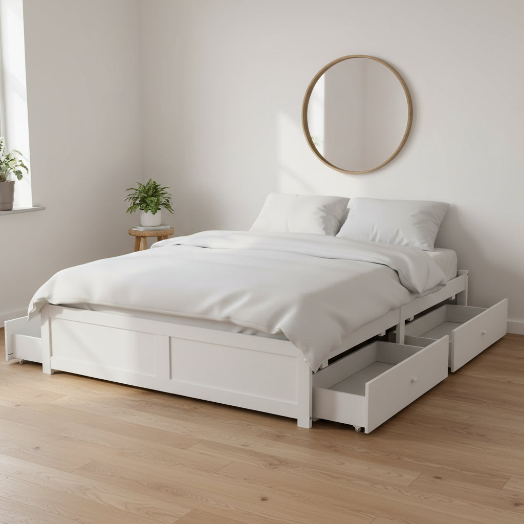 Letto con cassetti contenitore senza testata  180 x 200 cm Bianco