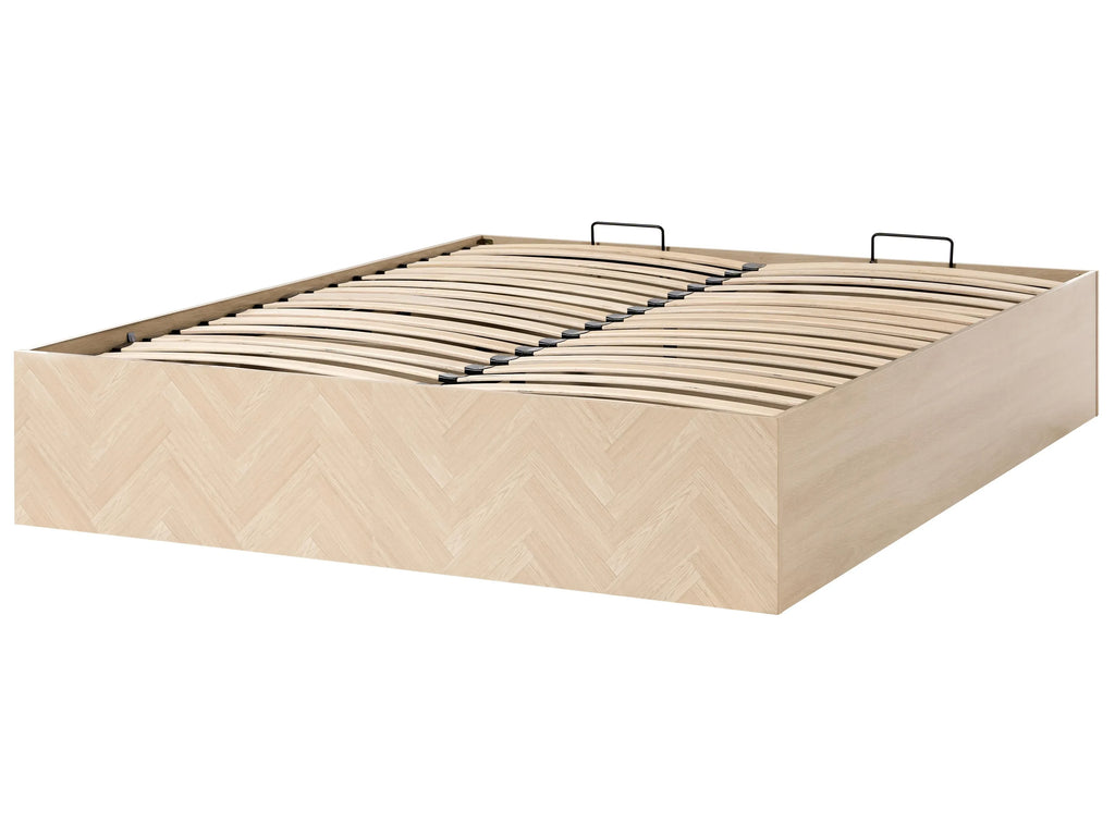 Lit avec pouf sans tête de lit 160 x 200 cm Marron clair