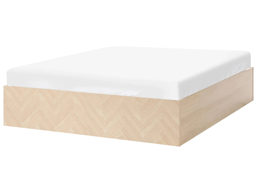 Lit avec pouf sans tête de lit 160 x 200 cm Marron clair