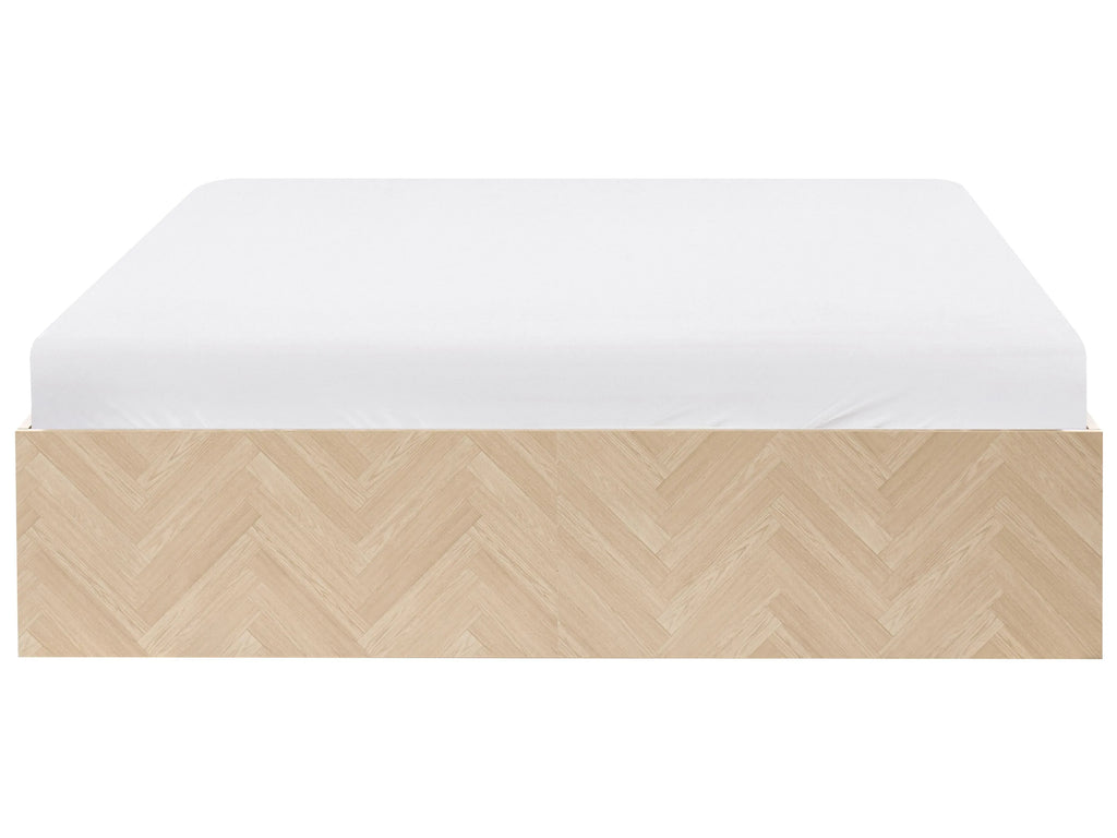 Lit avec pouf sans tête de lit 160 x 200 cm Marron clair