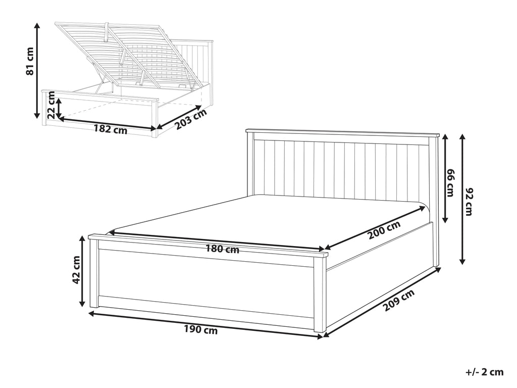 Storage bed Pine wood 180 x 200 cm White
