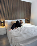 Storage bed Pine wood 180 x 200 cm White