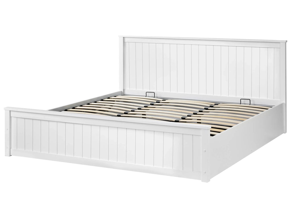 Storage bed Pine wood 180 x 200 cm White