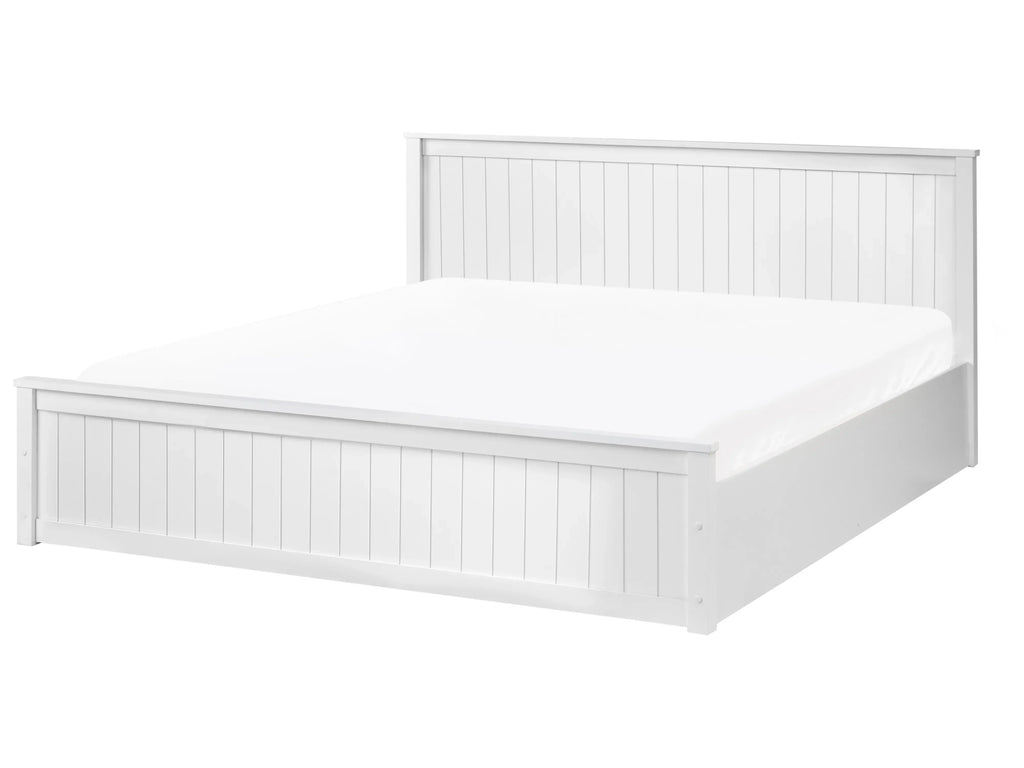 Storage bed Pine wood 180 x 200 cm White