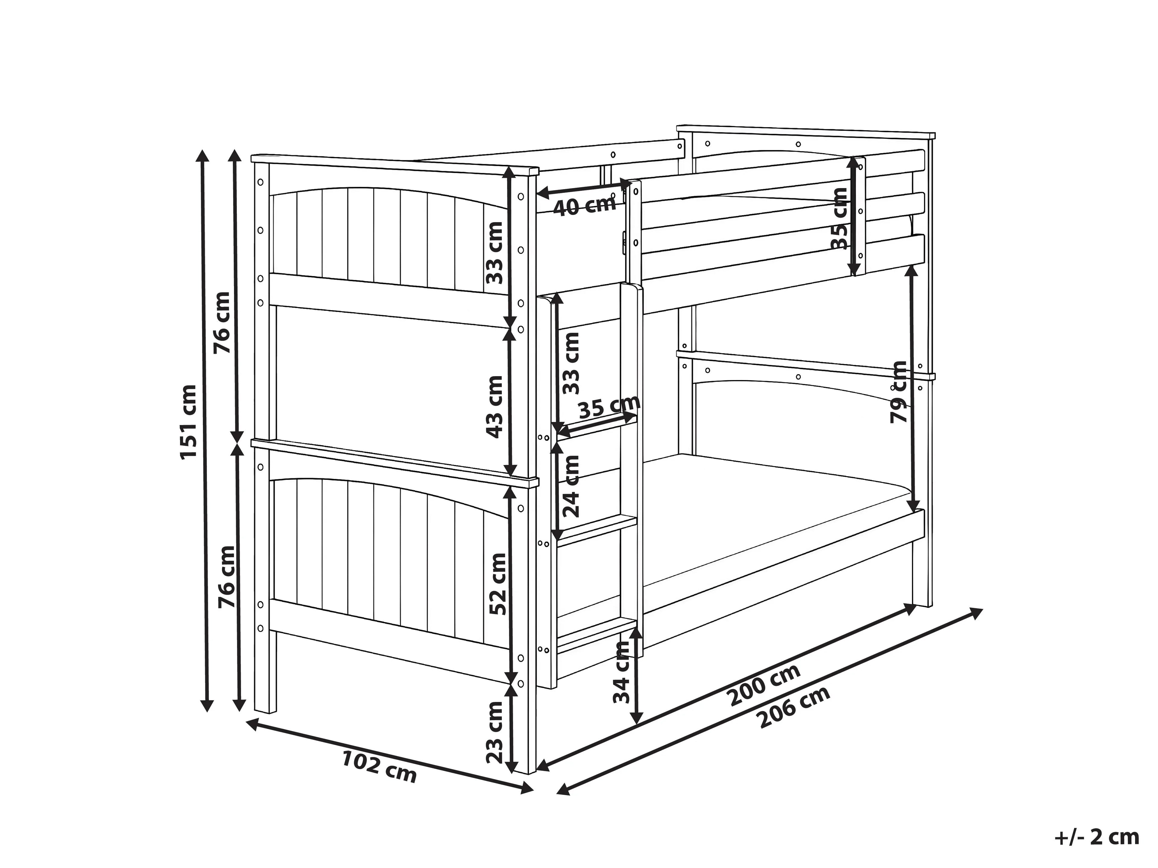 Lit superposé Bois de pin 90 x 200 cm Blanc
